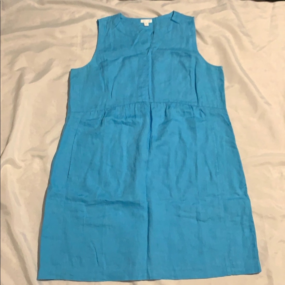 J. Jill Linen Blue Dress Sz L Petite
